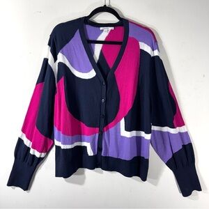Chico's Intarsia Button Front Cardigan Sweater Womens Size XXL